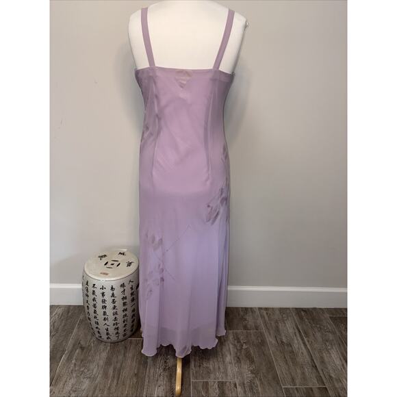 Y2K R&M Richards Lilac Chiffon Slip Dress Bias Cut Maxi Ruffle Hem Formal 12 - Picture 5 of 14